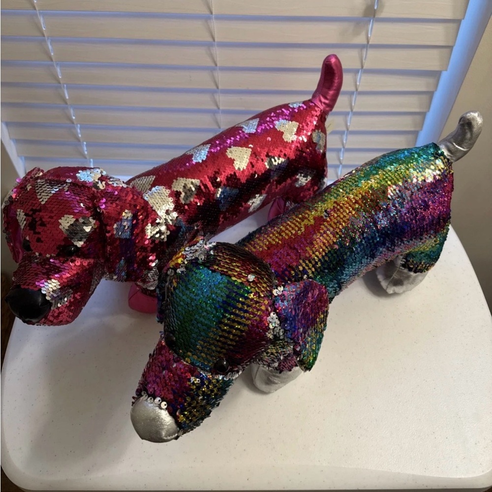Rainbow & Hearts Flip Sequin
Dachshund Plush Toy Puppy Dog
18" Set Of 2